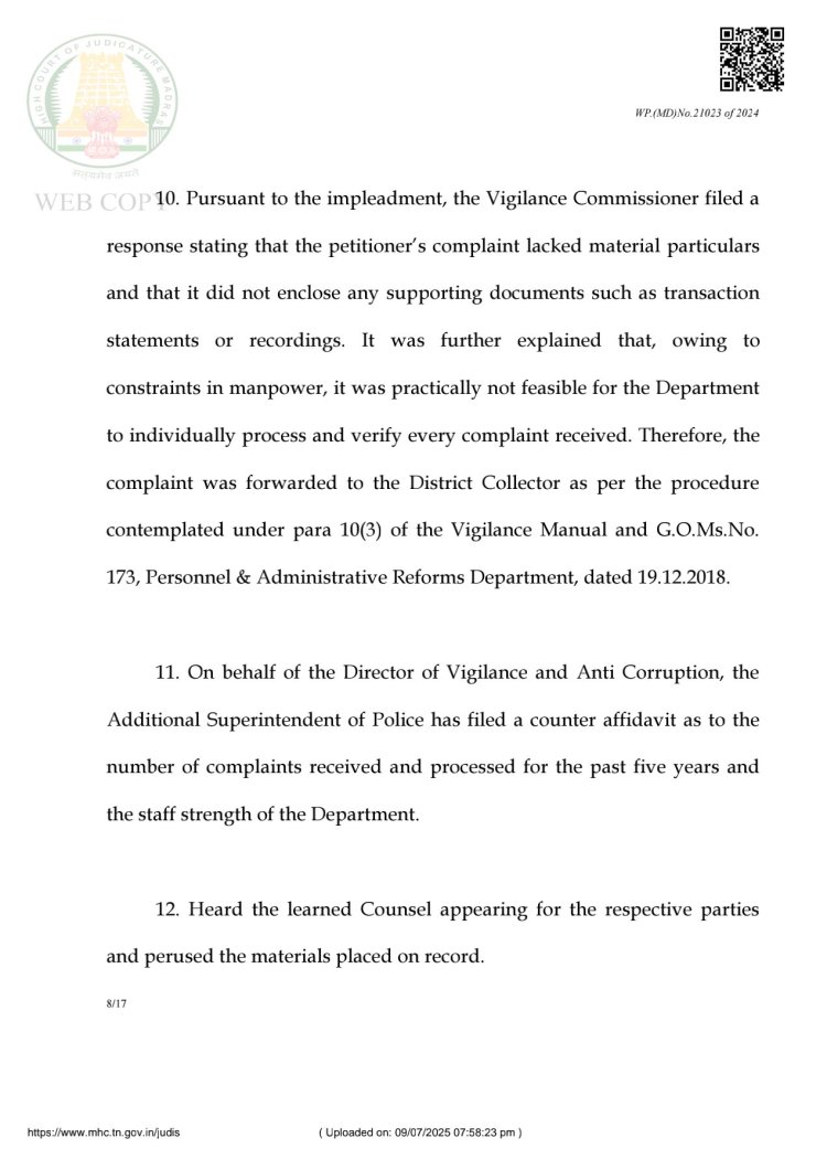 போலி பத்திரம் பதிவு செய்ய மின்னல் வேகத்தில் பட்டா வழங்கிய வருவாய் அலுவலர்கள் மீது ஊழல் தடுப்பு மற்றும் கண்காணிப்பு துறை (விஜிலென்ஸ் - DVAC) FIR பதிவு செய்து கைது செய்ய மதுரை ஐகோர்ட் உத்தரவு.